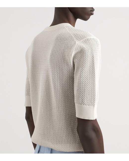 Dolce & Gabbana White Cotton Short-Sleeve Sweater for men