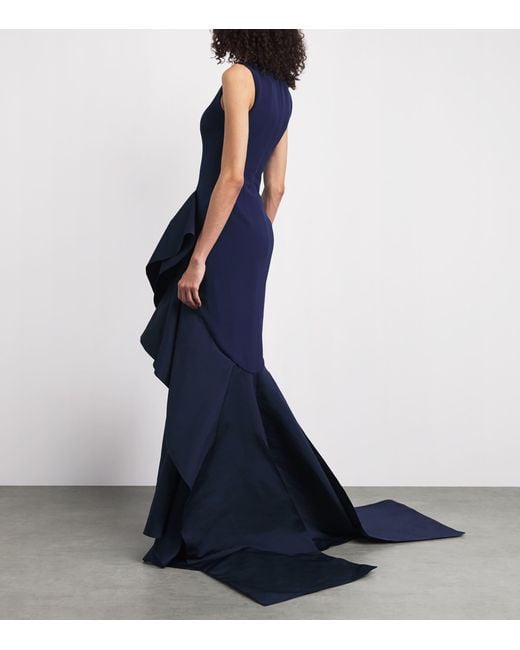 Safiyaa Blue Ruffle Cons Gown