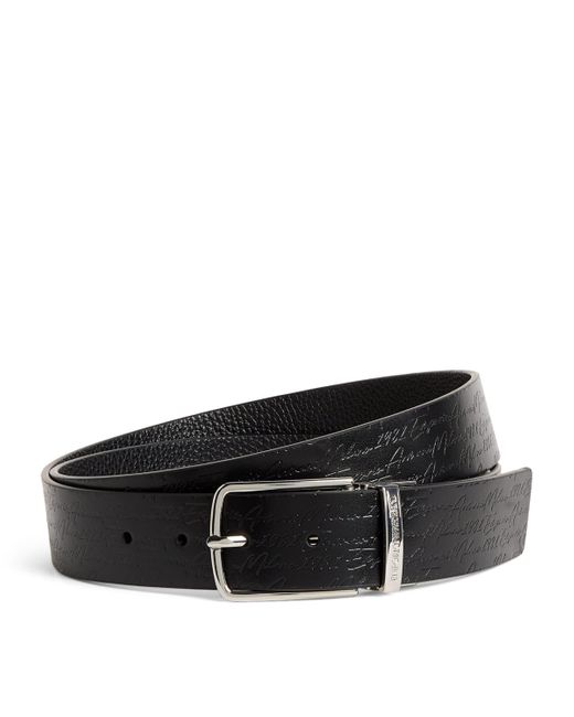 Emporio Armani Black Leather Buckle Belt for men