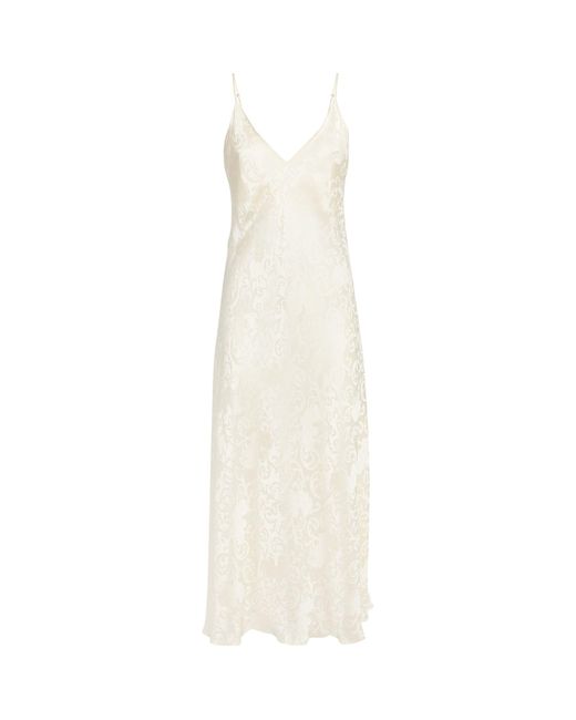 Natori White Silk-blend Jacquard Ines Nightgown