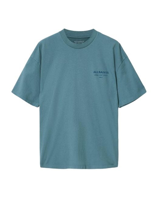 AllSaints Blue Organic Cotton Xander T-Shirt for men