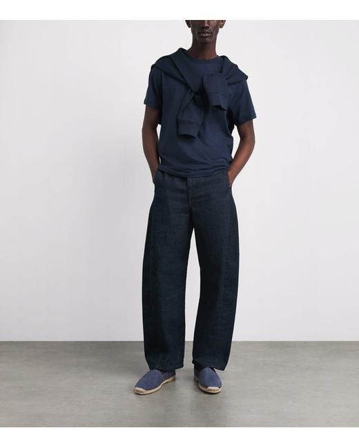 Sandro Blue Organic Cotton Logo T-Shirt for men