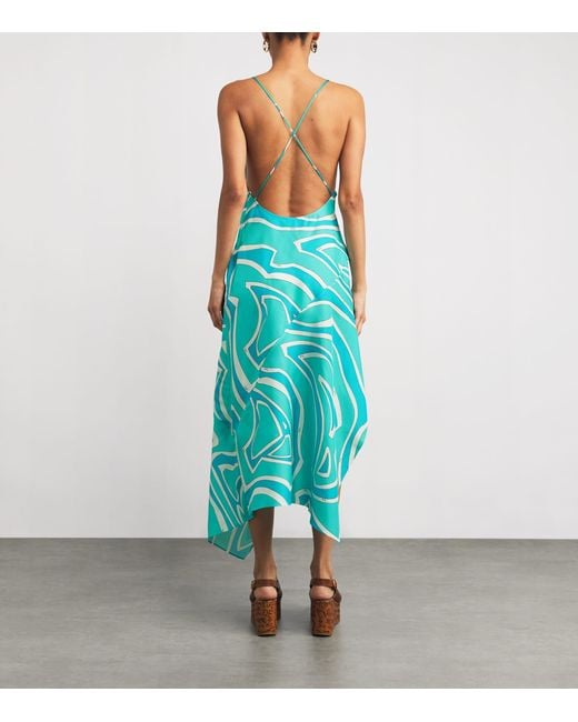 Emilio Pucci Blue Silk Labirinto Print Midi Dress