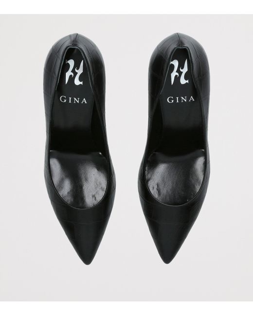 Gina Black Croc-Embossed Leather Remi Pumps 85