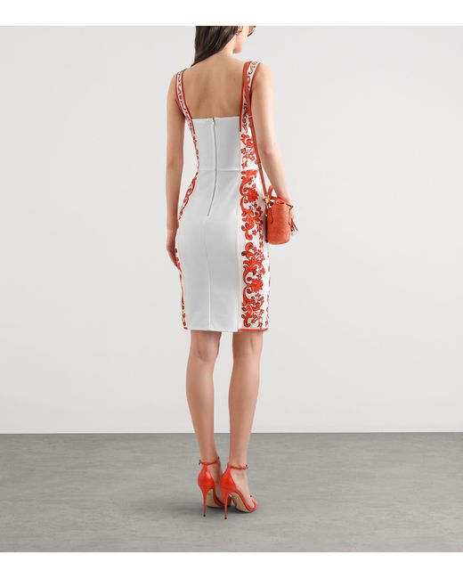 Dolce & Gabbana Red Silk-Blend Majolica Print Mini Dress