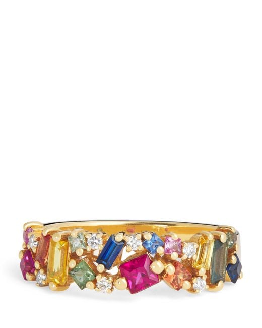 Suzanne Kalan Metallic Diamond And Sapphire La Fantaisie Half-Band Ring