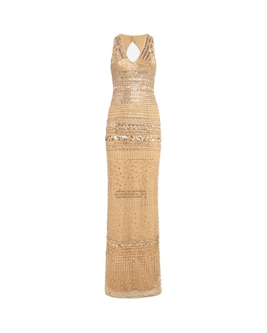Zuhair Murad Natural Embellished V-Neck Gown