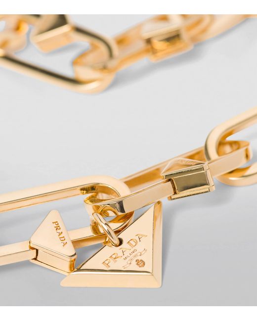 Prada Metallic Triangle Chain Necklace