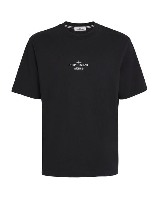 Stone Island Black Cotton Archivio Logo T-Shirt for men