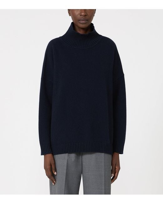 Weekend by Maxmara Blue Virgin Wool High-Neck Sweater