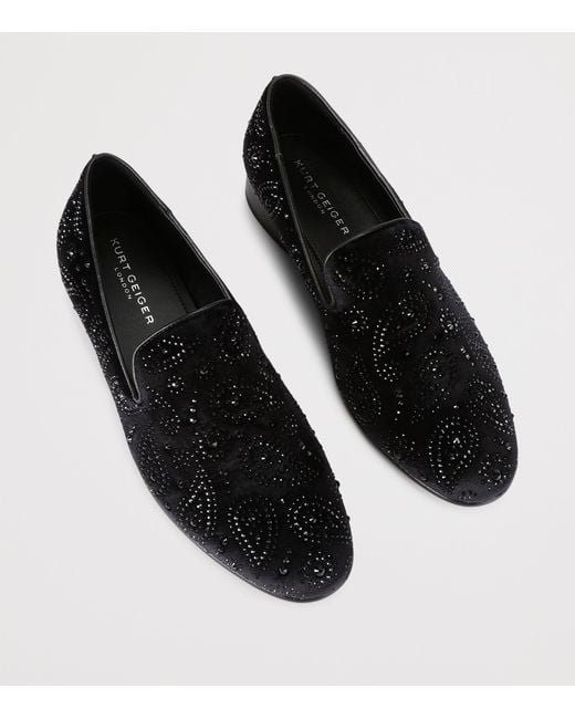 Kurt Geiger Black Embellished Ace Loafers
