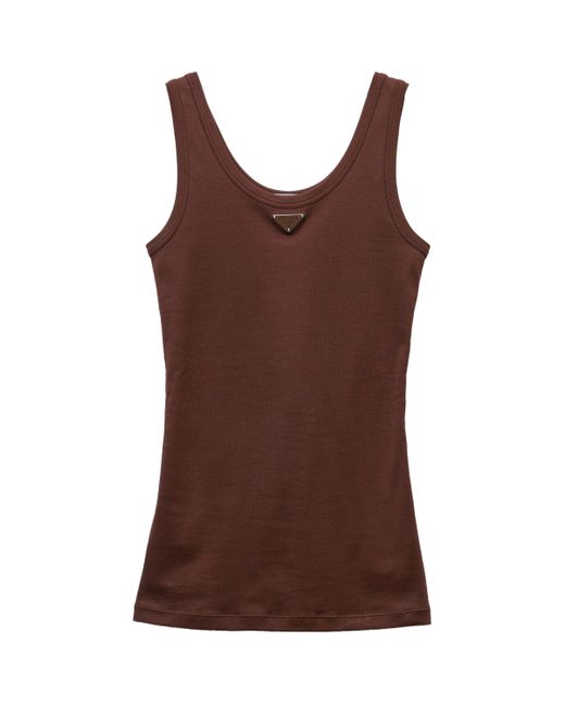 Prada Brown Ribbed Triangle Tank Top