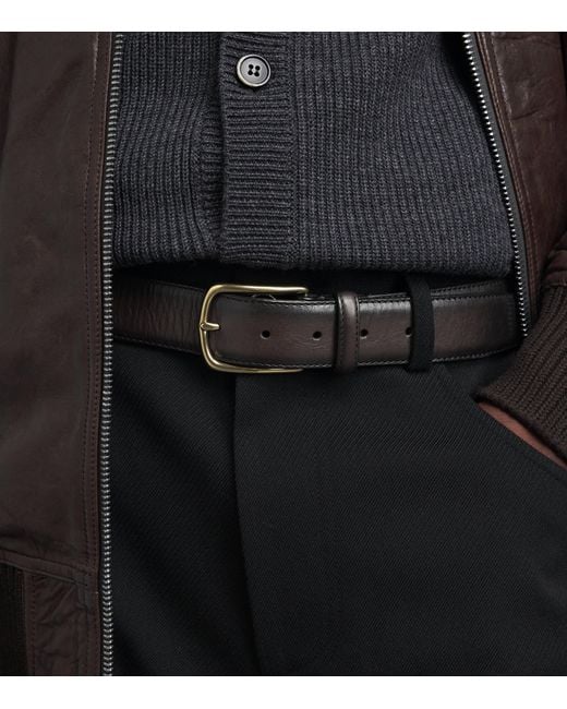 Officine Creative Black Leather Belt for men