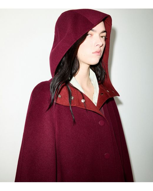 MAX&Co. Red Wool Hooded Coat