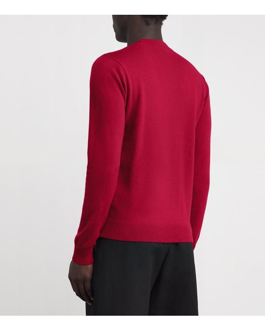 Emporio Armani Red Wool-Cashmere Logo Sweater for men