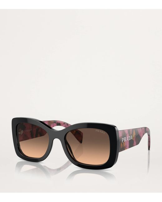 Prada Brown Acetate Geometric Sunglasses