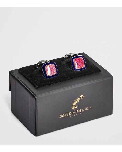 Deakin & Francis Red Sterling And Enamel Cufflinks for men