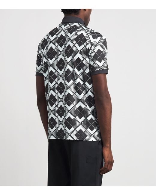 J.Lindeberg Black 30Y Tour Tech Argyle Polo Shirt for men