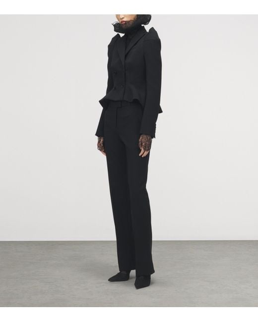 Alexander McQueen Black Stretch-Wool Structured Blazer