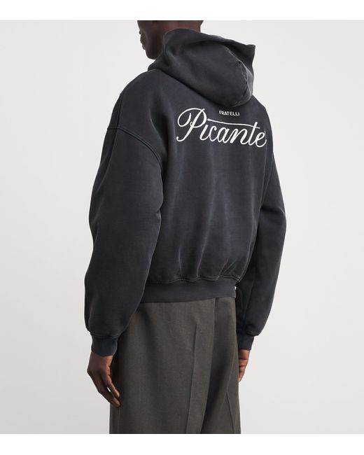 Picante Black Organic Cotton Tailor Logo Hoodie for men
