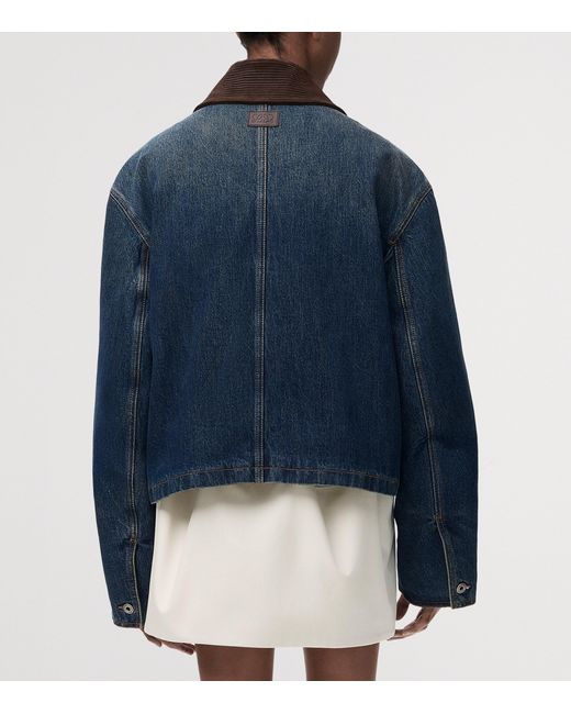 Loewe Blue Denim-Suede Cropped Parka