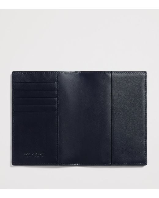 Bottega Veneta Blue Leather Intrecciato Passport Holder for men
