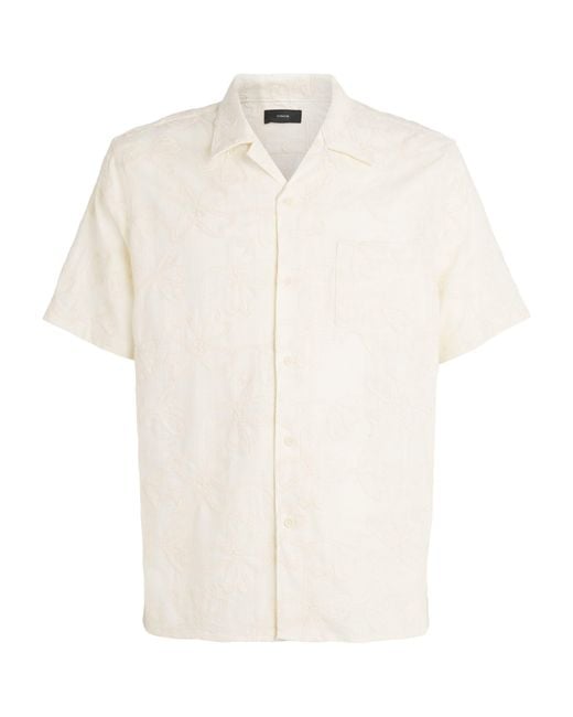 Vince White Embroidered Floral Cabana Shirt for men