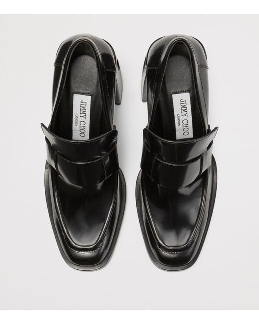 Jimmy Choo Black Tylor 95 Leather Heeled Loafers