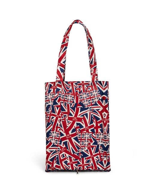 Harrods Red Recycled Union Jack Pocket Shopper Bag