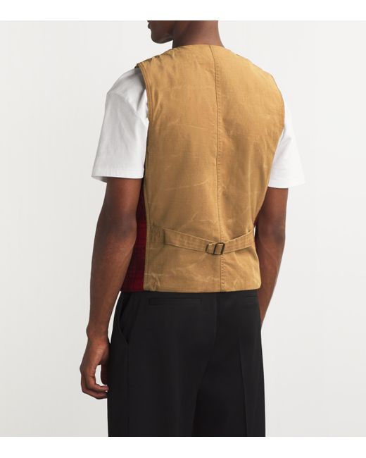Polo Ralph Lauren Red Wool Check Gilet for men