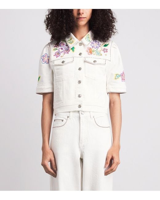 Cinq À Sept White Jardin Boheme Carley Denim Jacket