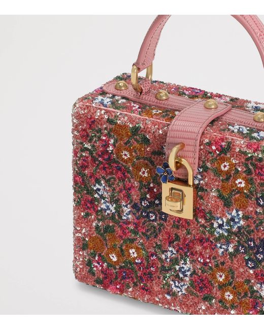 Dolce & Gabbana Red Embellished Dolce Box Top-Handle Bag