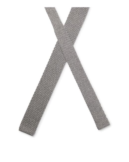 Boss White Silk Knitted Straight Tie for men