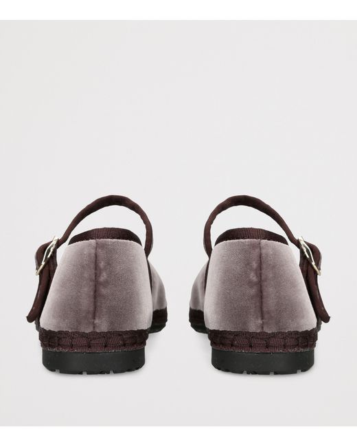 Flabelus Brown Velvet Pierre Mary Jane Flats
