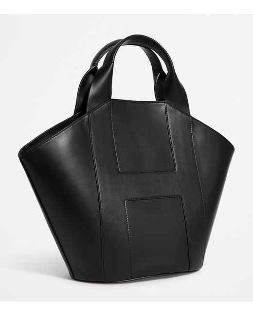 Harrods Black Leather H Tote Bag