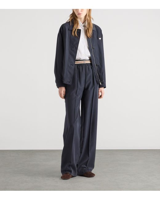 Prada Blue Silk Bomber Jacket