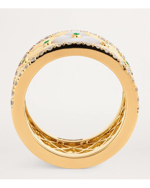 L'Atelier Nawbar Metallic Large, Diamond, Emerald And Pearl Bond Street Ring