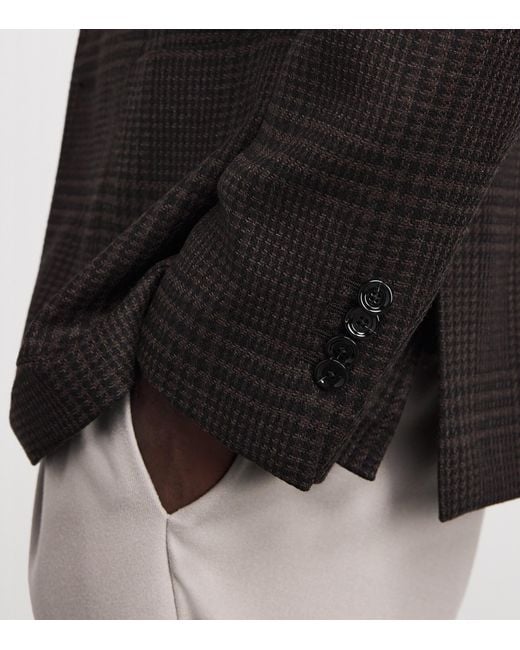 Lardini Black Virgin Wool-Cashmere Check Blazer for men