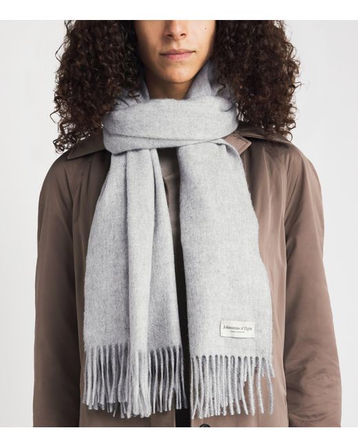 Johnstons Gray Cashmere Wide Scarf
