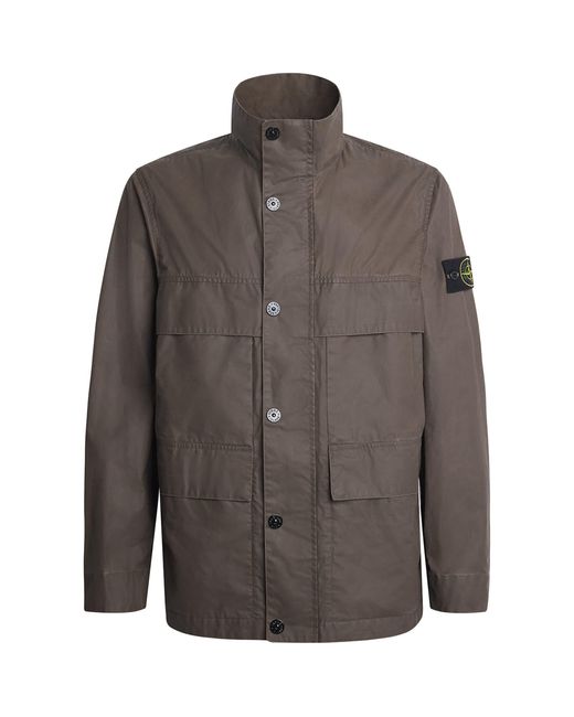 Stone Island Gray Waxed Canvas Field Jacket for men