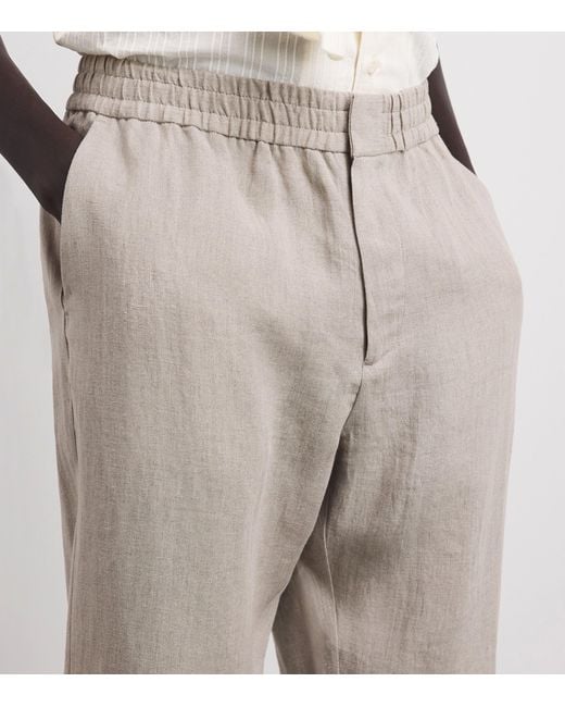 Sunspel Gray Linen Drawstring Trousers for men