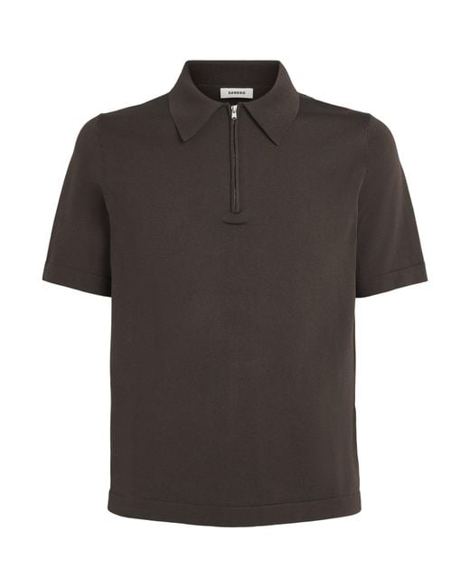 Sandro Black Zip-Up Polo Shirt for men