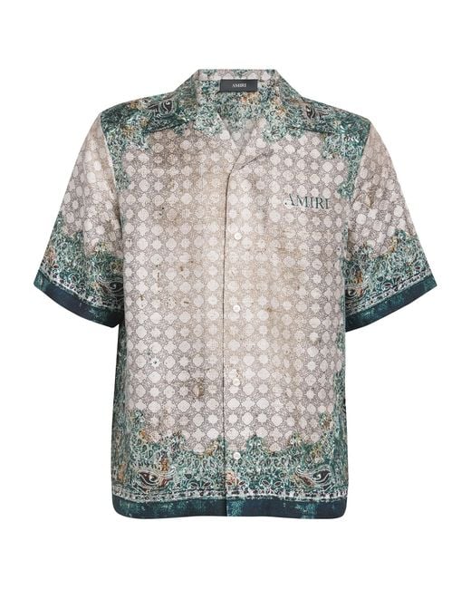 Amiri Gray Silk Bandana Print Shirt for men