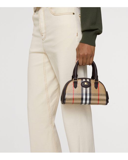Burberry Brown Mini Canvas Highlands Bowling Bag