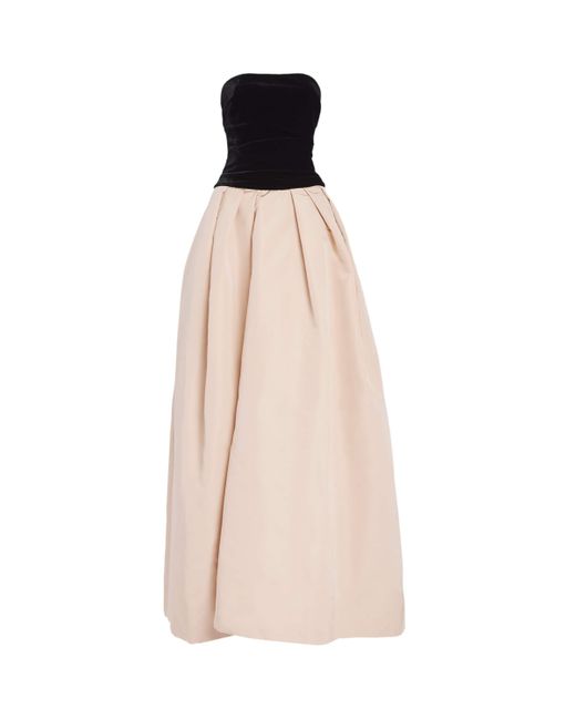 Monique Lhuillier Natural Silk-Velvet Strapless Ballgown