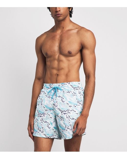 Vilebrequin Blue Whale-Embroidered Mistral Swim Shorts for men