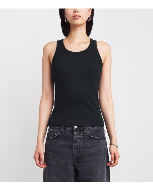 Vince Black Ribbed Tank Top