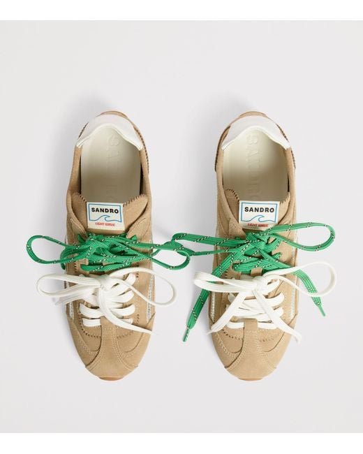 Sandro Green Suede Light Wave Sneakers