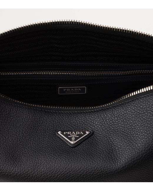 Prada Black Leather Shoulder Bag for men