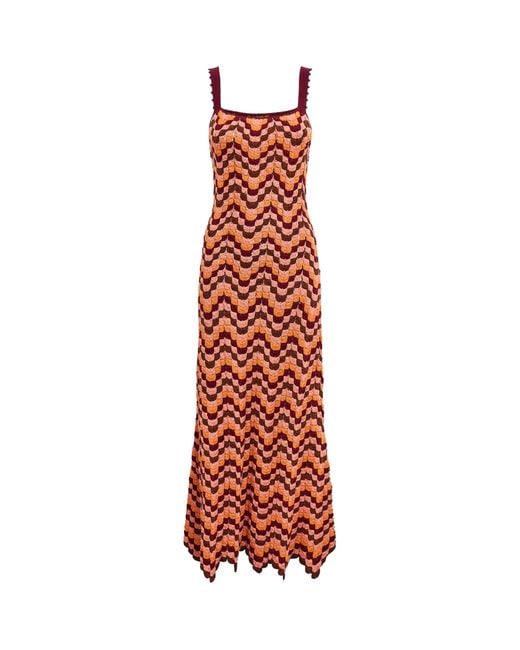 Escvdo Red Crochet Marea Maxi Dress